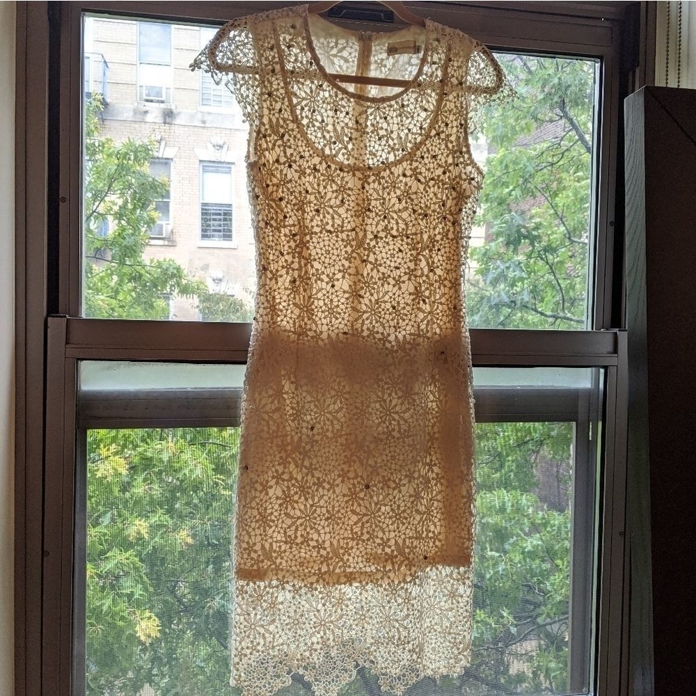 Ivory vintage lace dress with beading